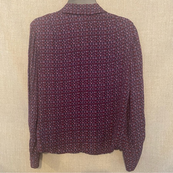 Women’s Brooks Brothers Silk Button Down Size 10 blouse Geometric Retro Pattern - Picture 4 of 7
